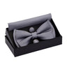 Solid Bow Tie Set Different Size Up and Down Men's Plain Bowtie Handkerchief Cufflinks Gift Box Set For Men Wedding Fashion Ties