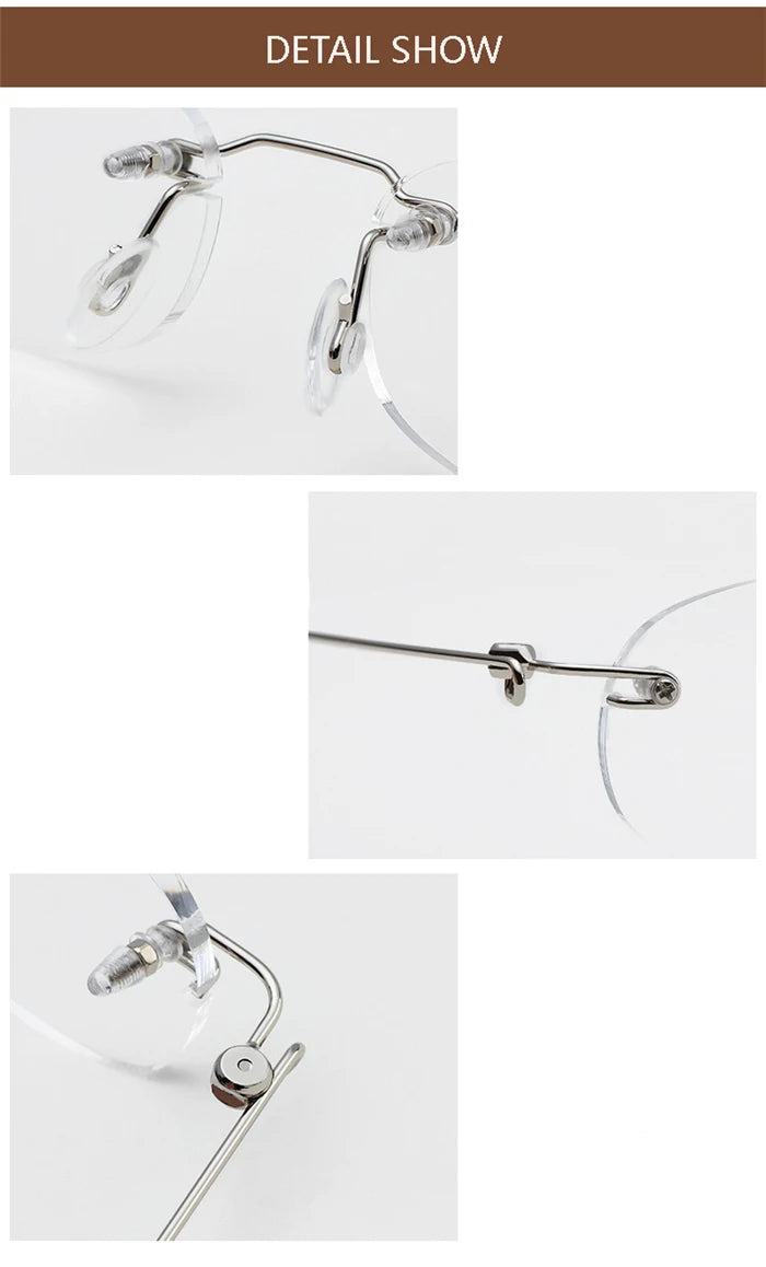 Frameless Nearsighted Glasses Finished Women Men Metal Leg Rimless Square Diopter Eyeglasses  -1.0 -1.5 -2.0 -2.5 -3.0 -3.5 -4.0