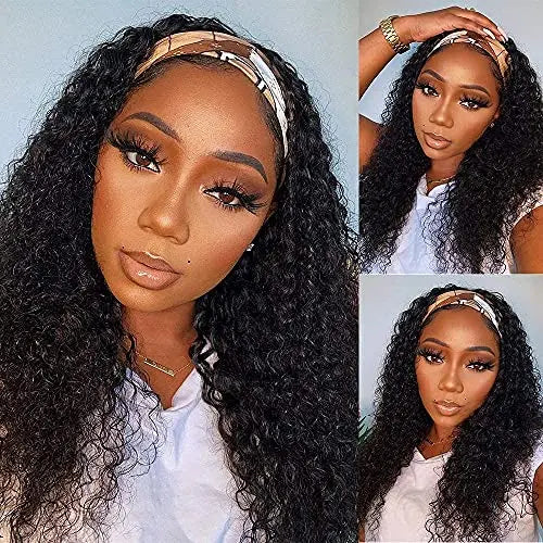 Machine Made Wigs Natural Color Wig Human Hair Deep Wave Glueless None Lace Front Curly Wave Wig Brazilian Virgin Hair