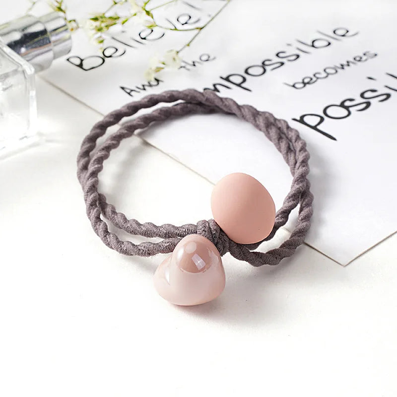 Pink Elastic Hair Bands Cute Rabbit Round Beads Heart Strawberry Rubber Band For Baby Girls Children Women Hair Accessories Gift