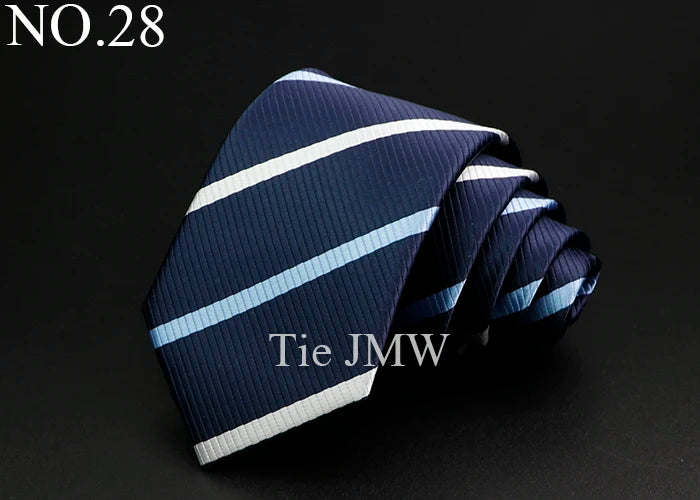 New Men's Tie Classic Stripe 7cm Jacquard Red Blue Green Necktie Daily Wear Cravat Wedding Party Dress Accessories Gift For Man