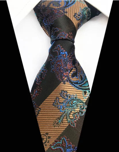 New Design Paisley Plaid Jacquard Woven Silk Mens Ties Neck Tie 8cm Striped Ties for Men Business Suit Business Wedding Party