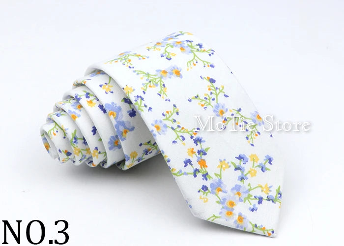 New Floral Tie For Men Women Skinny Casual 100% Cotton Casual Flower Print Skinny Neck Tie For Wedding Party Suits Tie Cravat