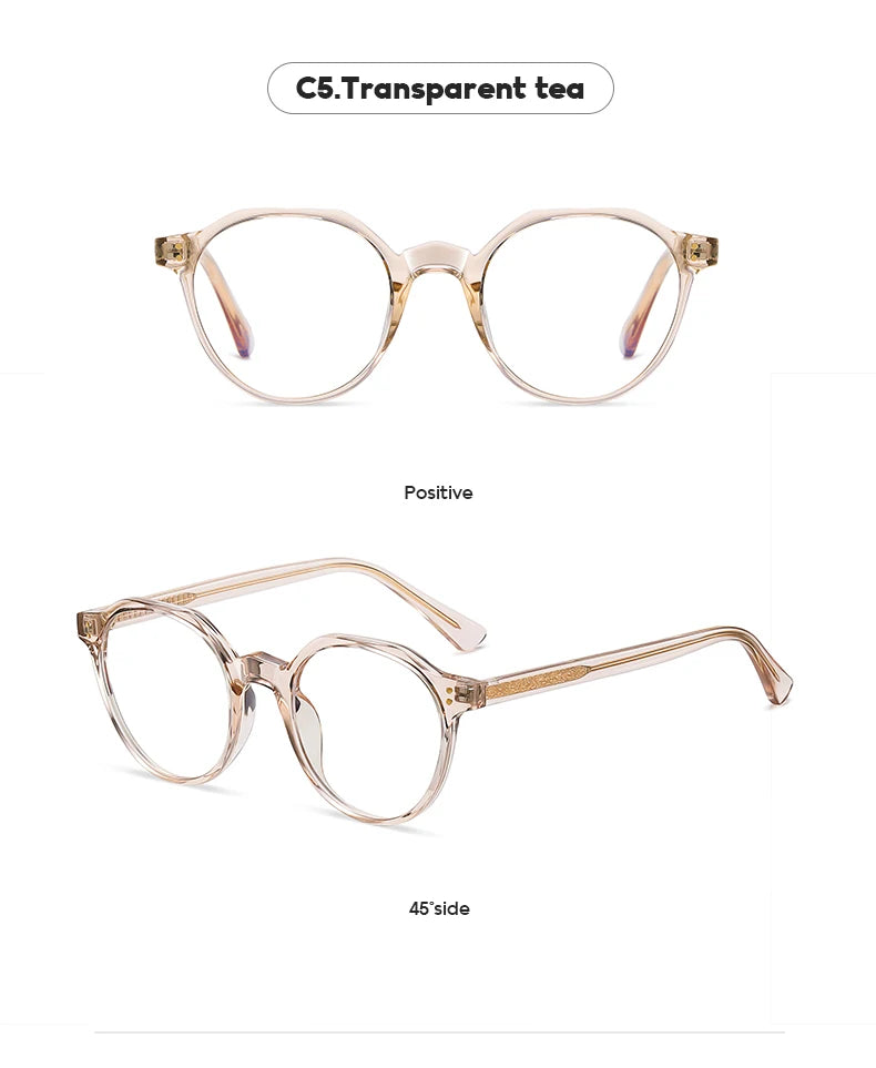 2022 Trending Blue Light Blocking Men's Retro Glasses TR90 Anti Radiation Eyeglasses Women Round Transparent Fashion Eyewear