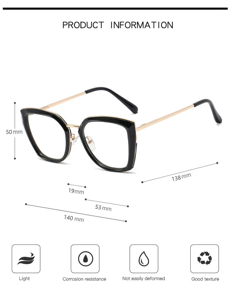 Blue Light Blocking Glasses Frame Women Fashion Eyewear Prescription UV400 Stylish Female Optical Spectacles Anti-Reflective