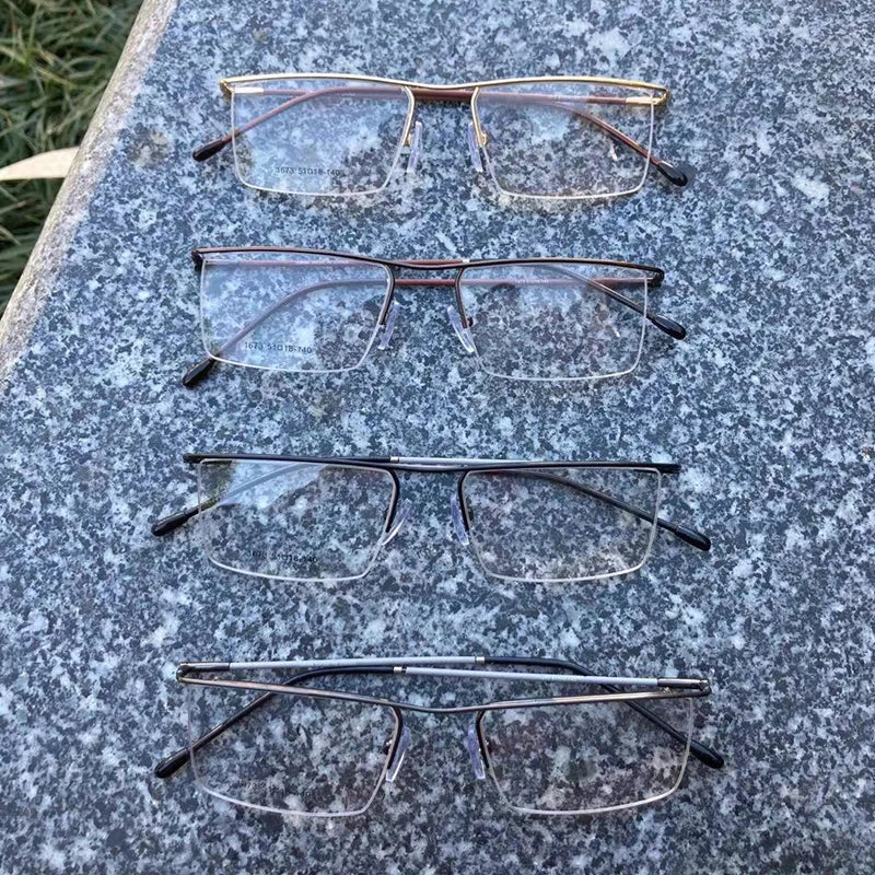 Men's business glasses frame half frame Square frame ultra light comfortable titanium alloy optical prescription Eyeglasses