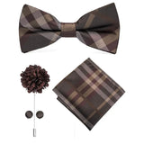 Hi-Tie Luxury Gold Silk Bow Ties for Men Fashion Men's Yellow Bowtie Handkerchief Cufflinks Brooch Set butterfly  Wedding Set