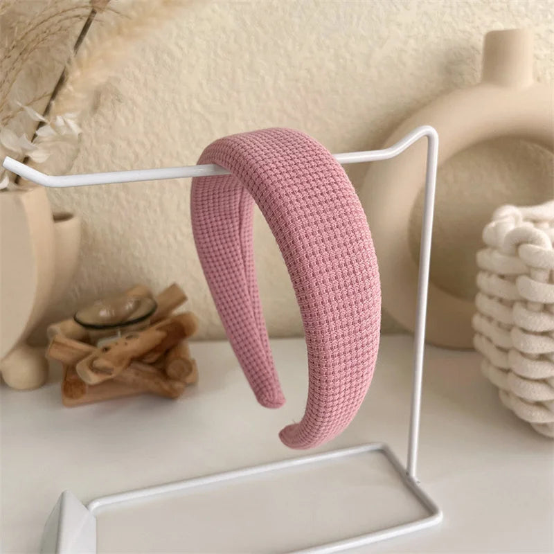 2022 Gentle Pink Womans Hairbands Girl Sweet Plush Wide Side Sponge Headband Hair Hoop Fashion Simple Solid Color Hair Accessory