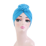 New Women cotton top knotted turban hat bonnet Hijab chemo cap headbands Female Muslim Hat Head Cover Night Cap Hair Accessories