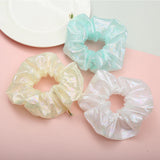 Metallic Laser Elastic Hair Band for Girls Shiny Transparent Scrunchies for Hair Rubber Ties Ponytail Holder Solid Stretch