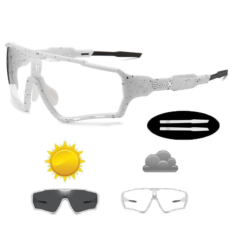 ELAX Brand New Style Photochromic Sunglasses Sports Men Women Mtb Bike Bicycle Eyewear Cycling Glasses