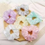 Metallic Laser Elastic Hair Band for Girls Shiny Transparent Scrunchies for Hair Rubber Ties Ponytail Holder Solid Stretch