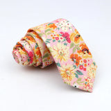 New Floral Tie For Men Women Skinny Casual 100% Cotton Casual Flower Print Skinny Neck Tie For Wedding Party Suits Tie Cravat