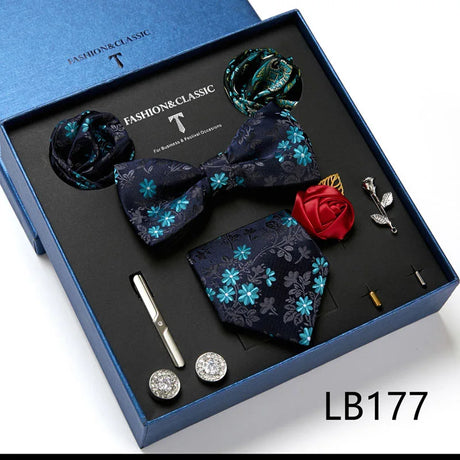 Holiday Gift Box Tie For Men Tie Handkerchief Pocket Squares Cufflink Set Necktie Box Man Dark Grey April Fool's Day