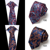 Brand 100% Silk New Men's Tie 7.5cm Blue Necktie Green & Orange Silk Gravatas For Men Paisley Floral Fit Wedding Workplace Slim