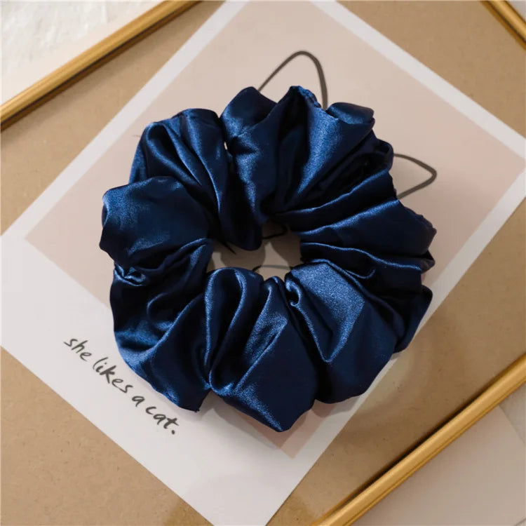 Hot Girls Super Wide Smooth Colorful Hair tie Hair Elastics Bands for Hair Large Satin Scrunchie Hair Accessories 2021 for Women