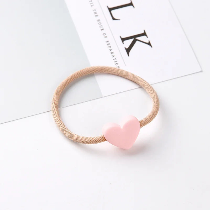 Pink Elastic Hair Bands Cute Rabbit Round Beads Heart Strawberry Rubber Band For Baby Girls Children Women Hair Accessories Gift