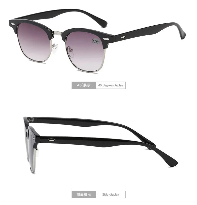 Men Women Students Myopia Sunglasses Metal Half Frame Nearsighted Gray Lens Glasses -0.5 -1 -1.5 -2 -2.5 -3 -3.5 -4 -4.5 -5 -6