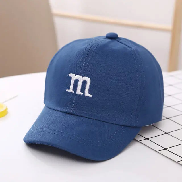 Children's Kid Baseball Cap for Girls Boy Hats Sunscreen Baby Hat Hip Hop M Letter Embroidered Kids Caps 1-6-8-12-15 Years