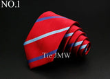 New Men's Tie Classic Stripe 7cm Jacquard Red Blue Green Necktie Daily Wear Cravat Wedding Party Dress Accessories Gift For Man