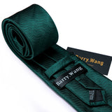 Fashion Luxury Green Silk Tie For Men Casual Formal Wedding Geometric Tie Barry.Wang NeckTies Hanky Cufflinks Set Business Gift