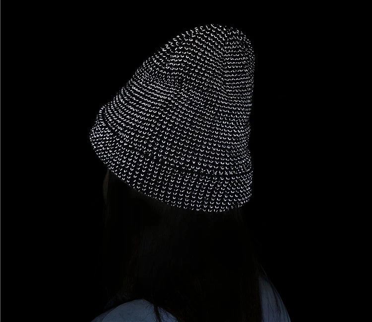 TOHUIYAN Reflective Knitted Hats Magical High Visibility Winter Warm Caps Women Men Bonnet Beanie Hat for Night Running Walking
