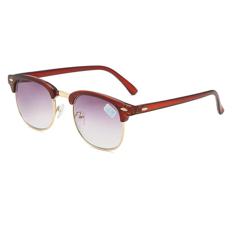 Men Women Students Myopia Sunglasses Metal Half Frame Nearsighted Gray Lens Glasses -0.5 -1 -1.5 -2 -2.5 -3 -3.5 -4 -4.5 -5 -6