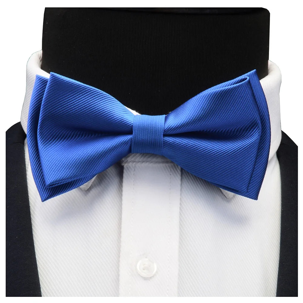 Solid Bow Tie Set Different Size Up and Down Men's Plain Bowtie Handkerchief Cufflinks Gift Box Set For Men Wedding Fashion Ties