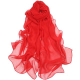 Women Pure Color Georgette Silk Scarf Lady Travel Fashion Monochrome Simulation Scarves and Wraps Female Beach  Shawl Wholesale