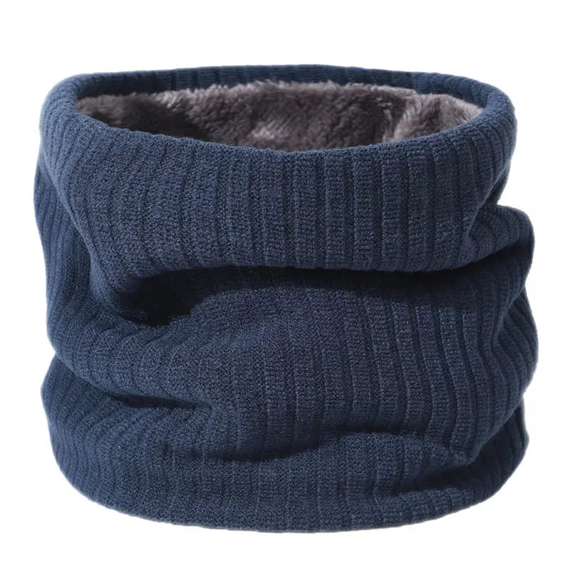 Winter Scarf for Men Fleece Ring Bandana Knitted Warm Solid Scarf Women Neck Warmer Thick Cashmere Hot Handkerchief Ski Mask