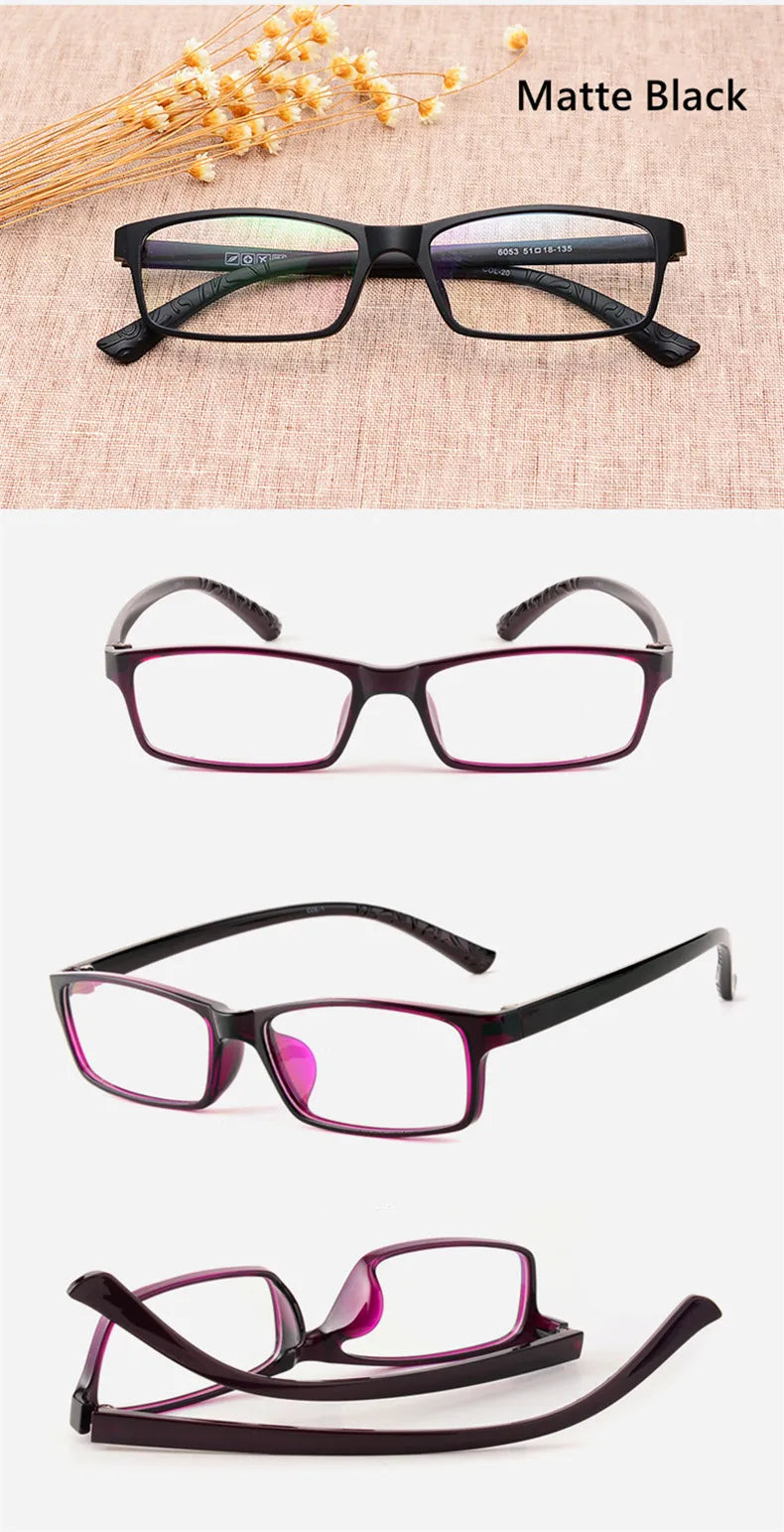 Men's And Women's Finished Myopia Glasses TR90 Frames And Aspherical Anti Blue Ray Photochromic Lenses SPH 0~-6.00 CYL 0~-2.00