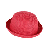 Wholesale Baby Straw Hat Solid Color Kids Character Decoration Infant Sun Hats Girl Boys Bucket Cap Children Beach Panama Caps