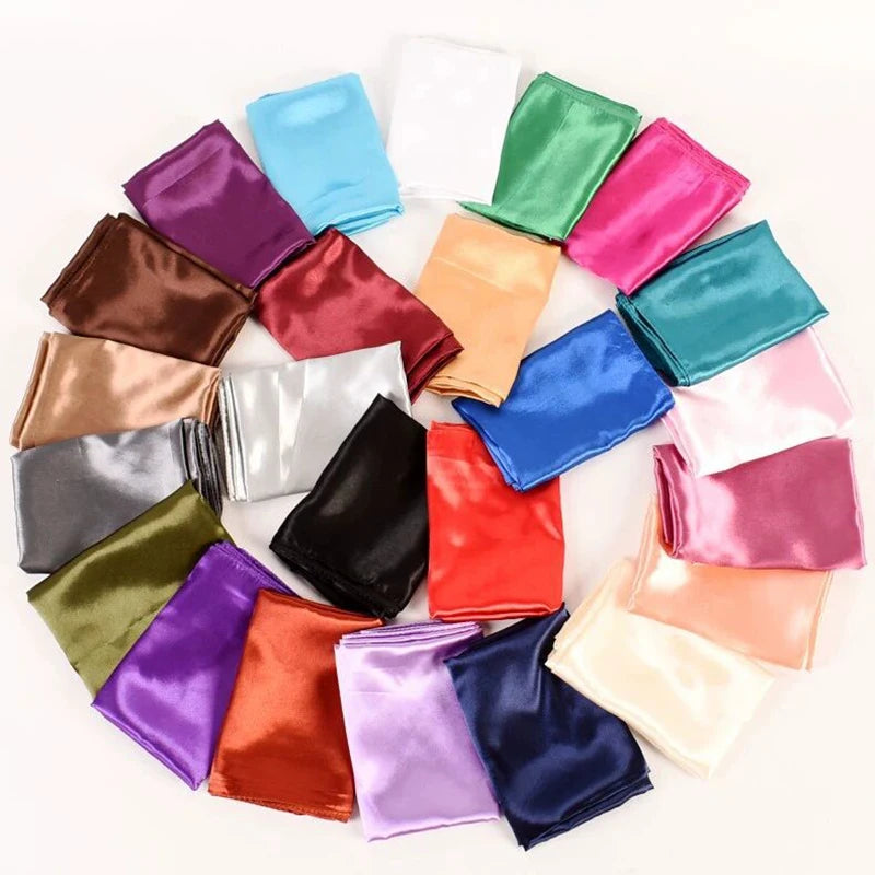 60cm Spring New Monochrome Solid Color Women's Occupatio Fashion Decoration Small Square Scarf Silk Scarf Head Scarf Small Scarf