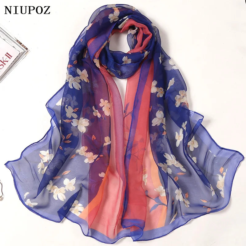 Multiple Colour Lotus Leaf Flower Chiffon Georgette Bandana Scarf Women Foulard Long Shawl Summer Elegant Hijab 50*160CM