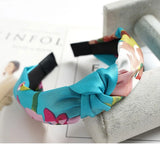 Women Elegant Top Knot Headband Print Dot Hairbands Girls Striped Plaid Flower Hair Hoop Fashion Hair Accessories FG0320