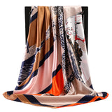 90*90cm Silk Scarf Women Print Hair Neck Square Office Ladies Shawl Bandanna Muslim Hijab Handkerchief Muffler Foulard female