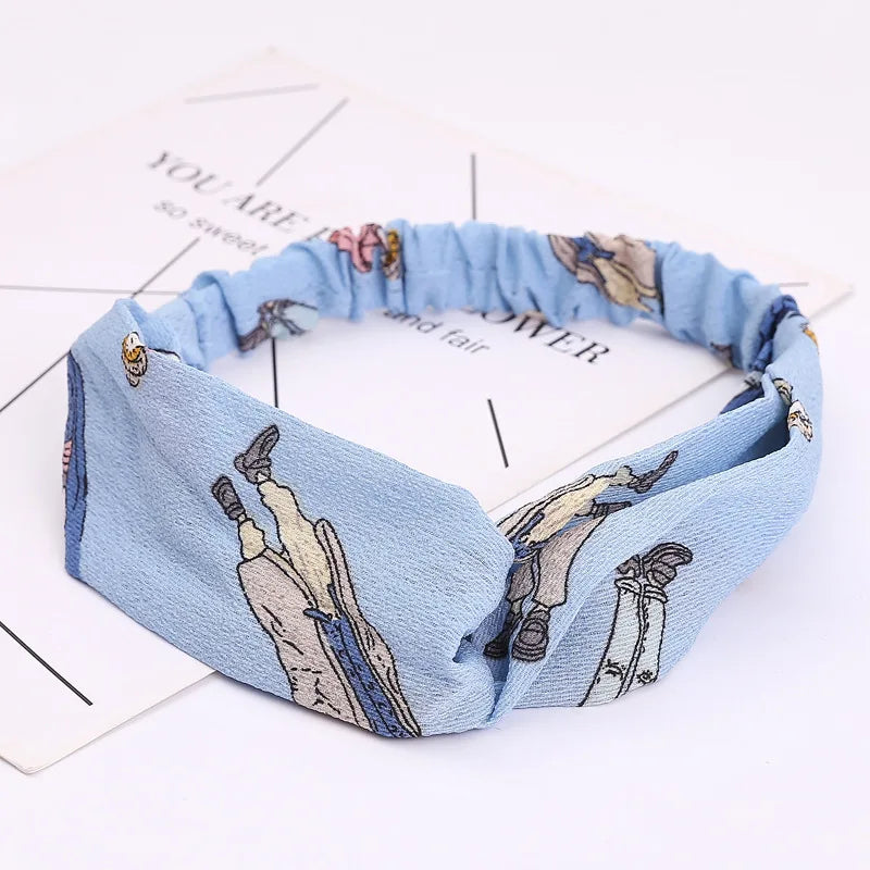 2020 Fashion Bohemian Headband Print Hairbands For Women Girls Vintage Cross Knot Turban Bandanas Headwear Hair Accessories