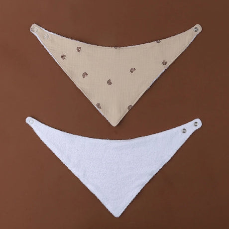 New Solid Colour Water Absorption Baby Bibs Soft Cotton Triangle Scarf Saliva Towel Newborn Snap Button Burp Cloths Baby Stuff