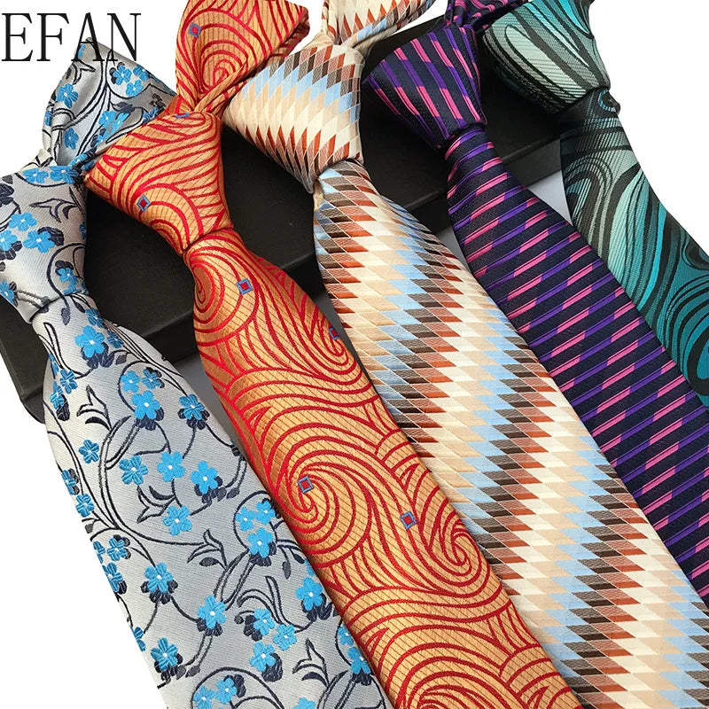 New Design Paisley Plaid Jacquard Woven Silk Mens Ties Neck Tie 8cm Striped Ties for Men Business Suit Business Wedding Party