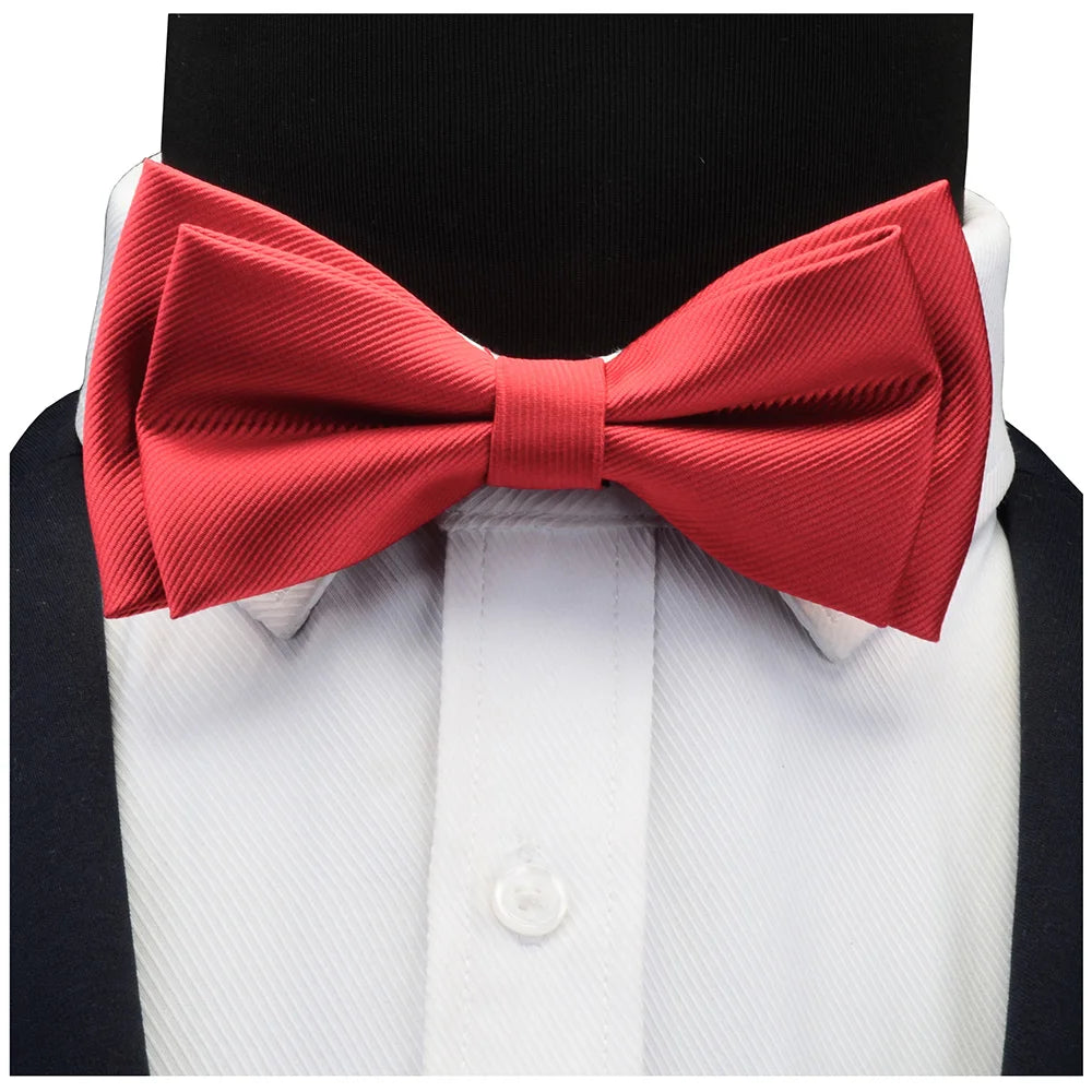 Solid Bow Tie Set Different Size Up and Down Men's Plain Bowtie Handkerchief Cufflinks Gift Box Set For Men Wedding Fashion Ties