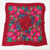 70*70cm Luxury Flowers Square Russian Scarf Women Floral Printed Shawl Female Bandana Head Wrap Headband Scarves Handkerchief