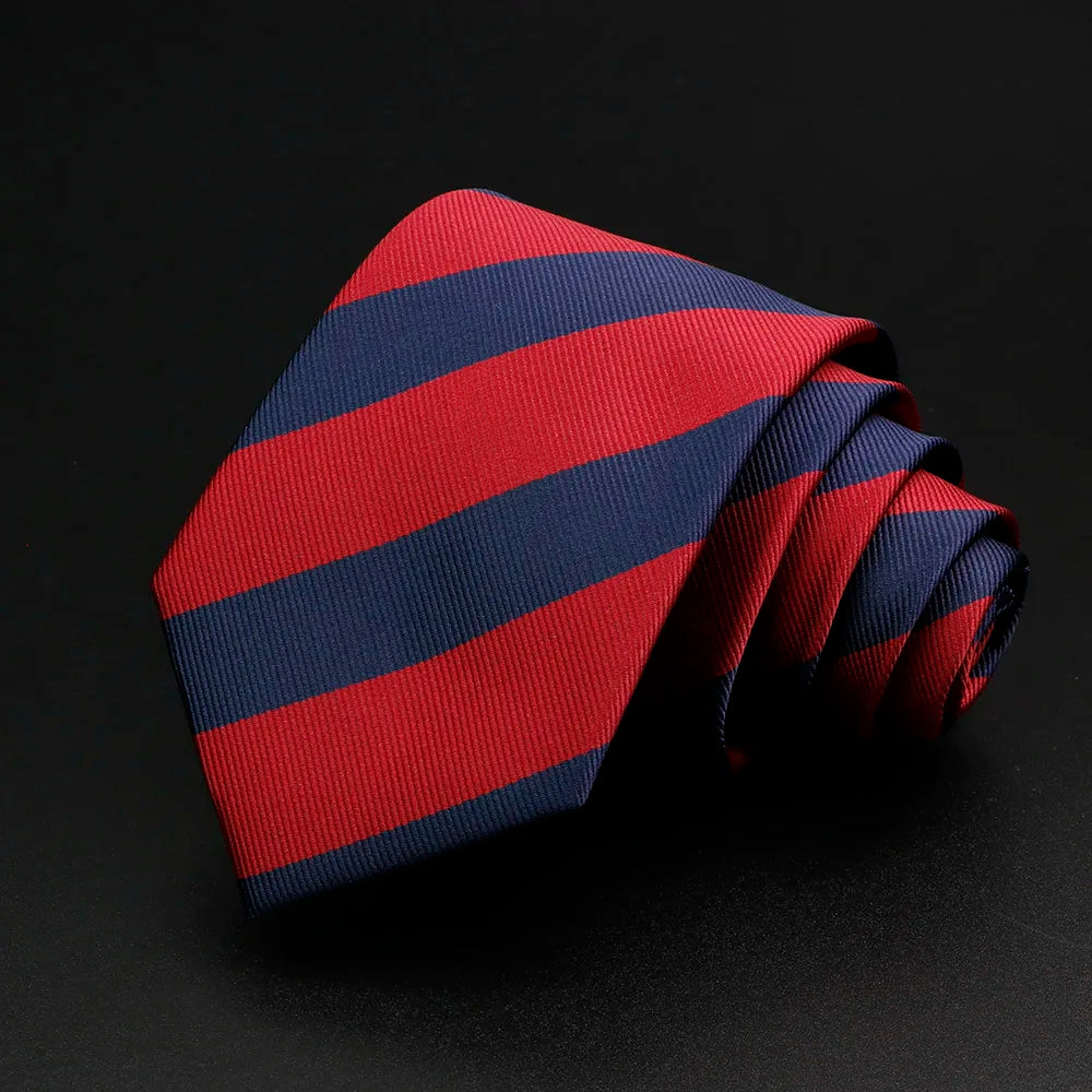 New Men's Tie Classic Stripe 7cm Jacquard Red Blue Green Necktie Daily Wear Cravat Wedding Party Dress Accessories Gift For Man