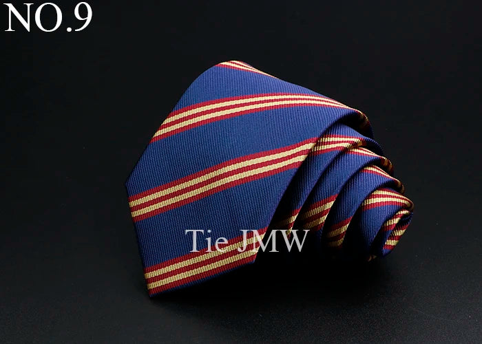 New Men's Tie Classic Stripe 7cm Jacquard Red Blue Green Necktie Daily Wear Cravat Wedding Party Dress Accessories Gift For Man