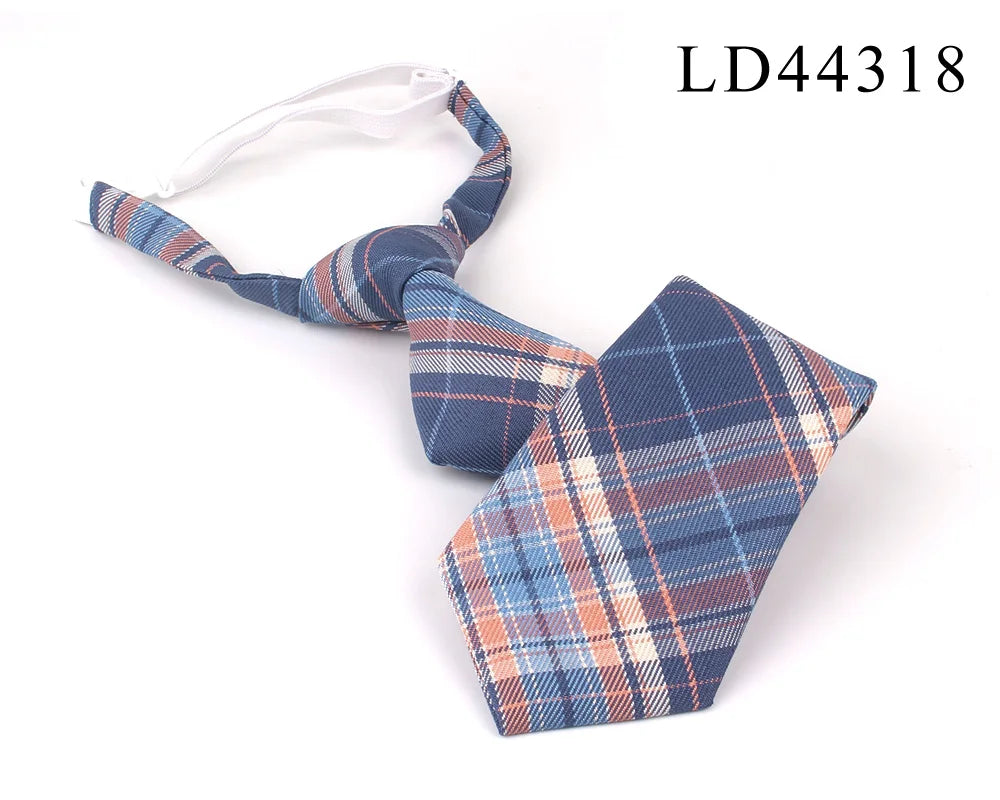 New Rubber Ties Casual Plaid Necktie For Boys Girls Neck Ties Simple Slim Necktie Gravatas Lazy Person Student Tie Neck Wear