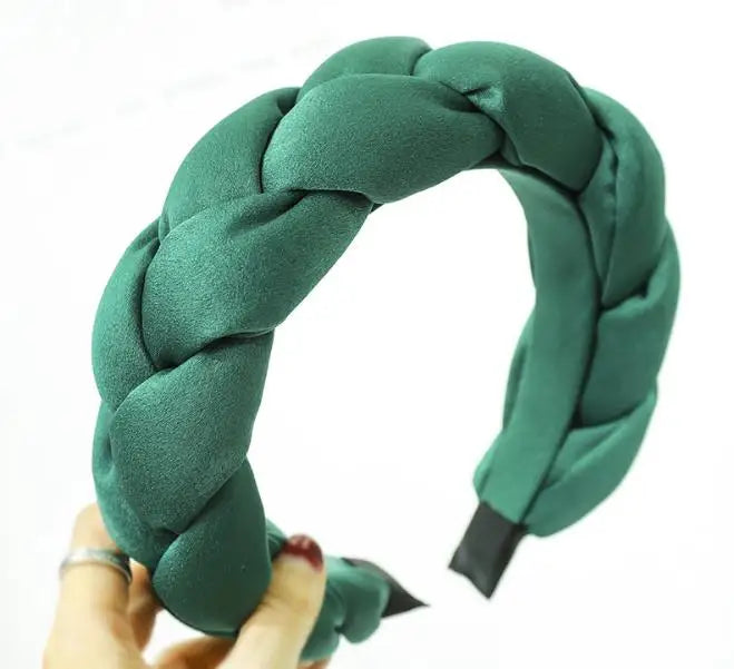 Winter/Autumn Women Thick Braids Headband Solid Adults Headdress Silk Fabric Padded Hairband Wide Hair Hoop Women Hair Ornament