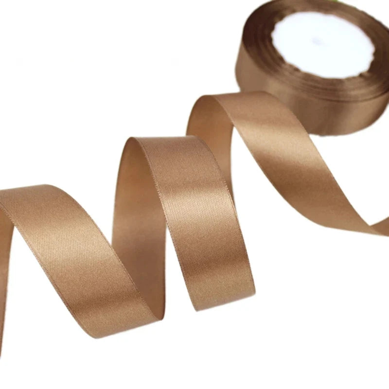 brown Single Face Satin Ribbon Wholesale Gift Wrapping Christmas ribbons