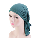 Muslim Bamboo Pre-Tied Scarf Chemo Bonnet Caps Women Turban Hat Headwear Headscarf Wrap Cancer Bandanas Hair Accessories