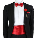 New Fashion Mens Cummerbund Bow Tie Brooch Set Black Red Blue   Waist Seal For Formal Tuxedo Business Suit Dinner Accessories