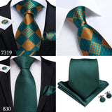 DiBanGu Green Teal Ties For Men Hanky Cufflinks Set 17 Styles Necktie For Male Business Wedding Party Mens Ties New Arrival Tie