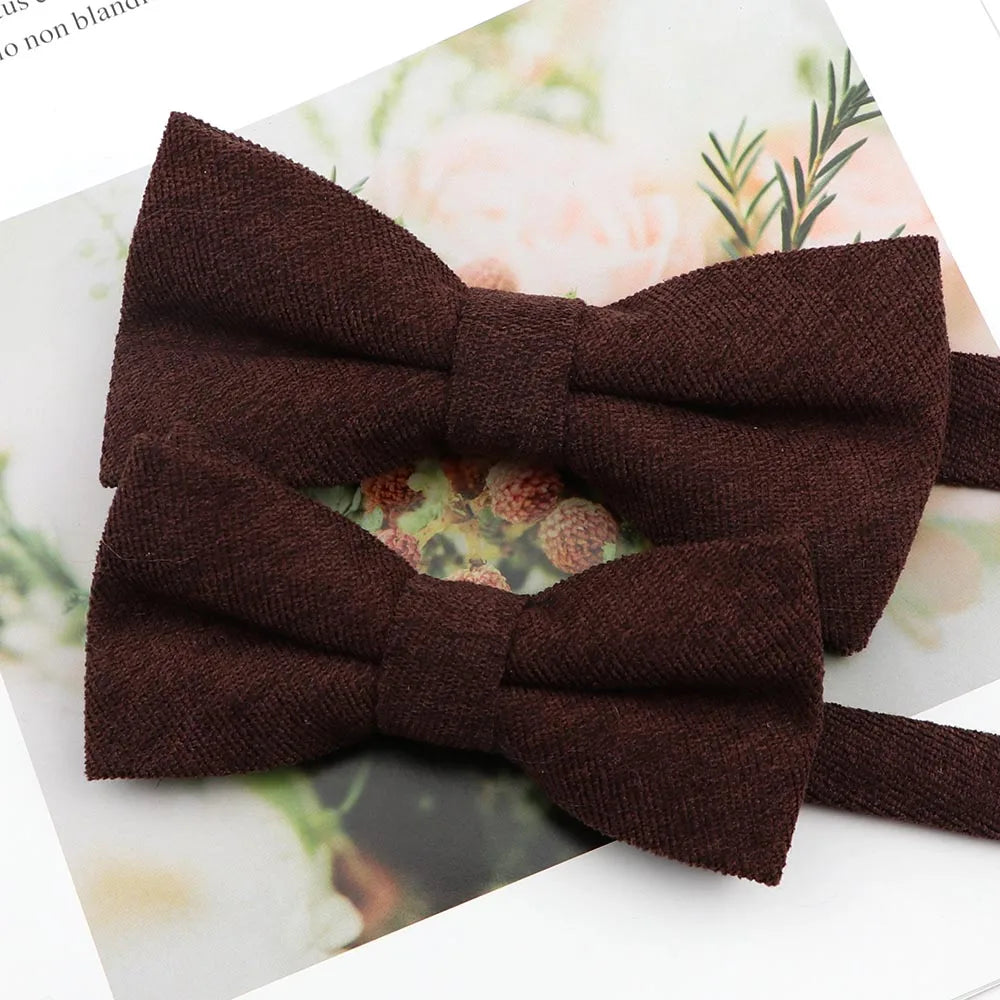 Mens Super Soft Downy Suede Parent-Child Bowtie Set Macarons Solid Color Classic Design Cute Butterfly Red Green Blue Pink Tie